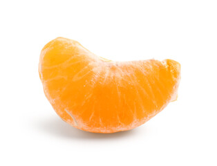 Fresh tangerine segment on white background
