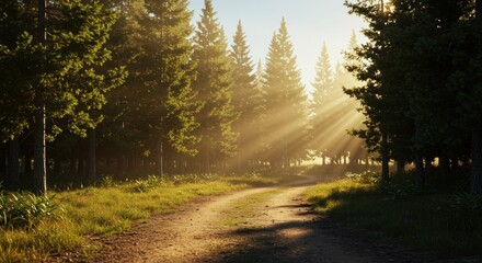 Obraz premium Sunlit forest path