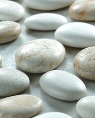 Smooth, light-colored stones in a pattern