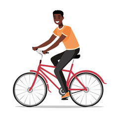 Young Man riding a bicycle image vector isolated on white background.