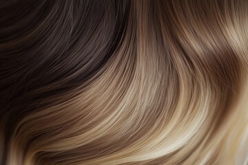 Close-up of Wavy Blonde and Brown Hair with Highlights, Textured and Smooth, Beauty Concept