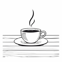 Coffee cup sitting on top of a wooden table image vector isolated on white background.