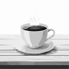 Coffee cup sitting on top of a wooden table image vector isolated on white background.