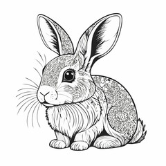 Rabbit Vector Illustration. Rabbit Outline Graphic Stock Vector on white background.