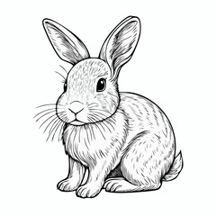 Rabbit Vector Illustration. Rabbit Outline Graphic Stock Vector on white background.