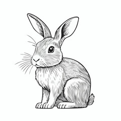 Rabbit Vector Illustration. Rabbit Outline Graphic Stock Vector on white background.