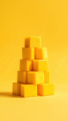 Perfectly cubed mango pieces stacked into a minimal geometric tower with a shiny surface and soft natural lighting &mdash; ideal for healthy food concepts, tropical visuals, and clean design projects