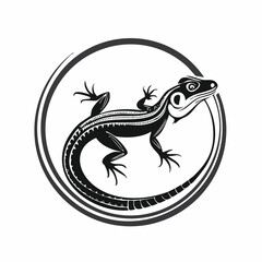 Naklejka premium Lizard animal vector design logo on circle image isolated on white background.