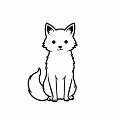 Cute cartoon fox character sitting and looking friendly  