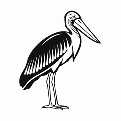 Marabou Stork Bird image vector On White Background Stock Vector