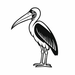 Marabou Stork Bird image vector On White Background Stock Vector