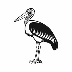 Fototapeta premium Marabou Stork Bird image vector On White Background Stock Vector