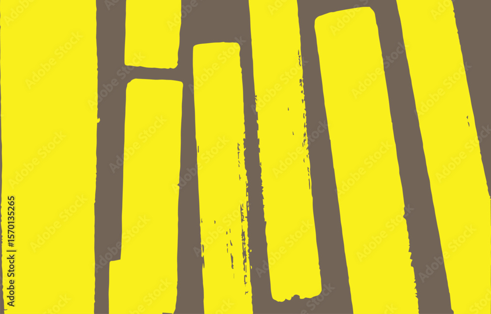 Aufkleber abstract background with bold vertical yellow stripes and rough edges on a muted brown backdrop crea
