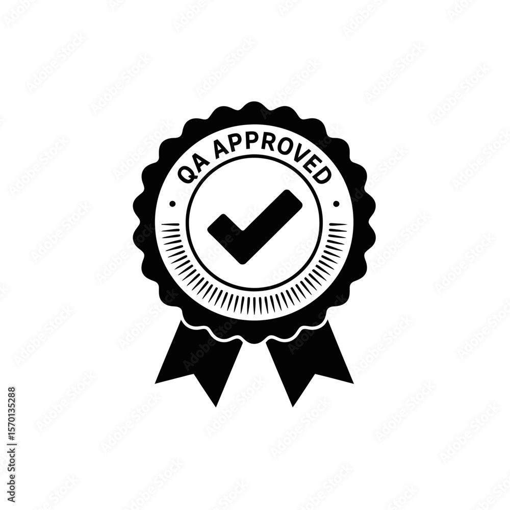 Aufkleber black and white seal of approval with qa approved text and checkmark
