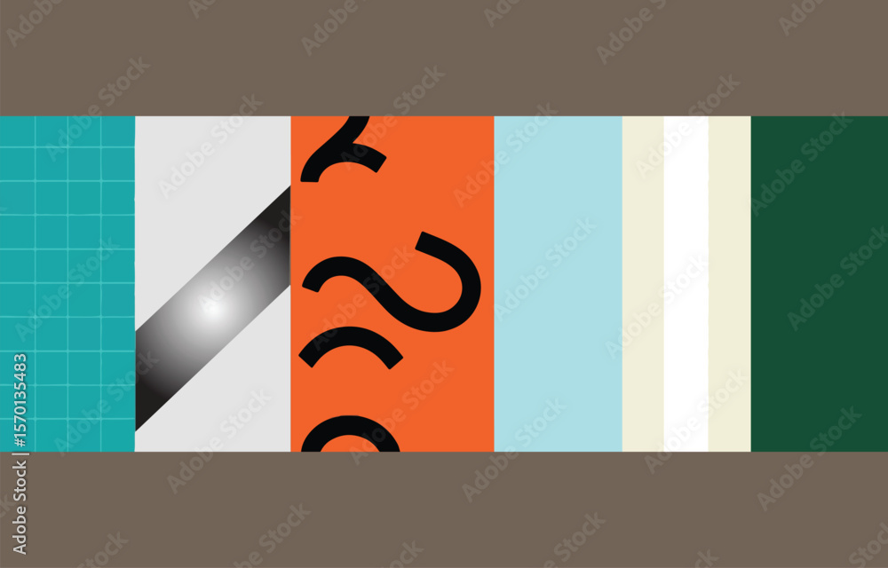 Poster abstract geometric composition with bold colors and graphic elements creating a modern and dynamic v