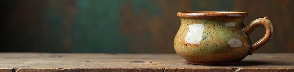 Whimsical Ceramic Pot with Lopsided Handle Funny Garden Decor on Rustic Wood