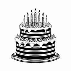 Birthday cake with candles image vector isolated on white background.