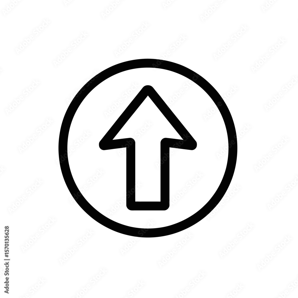 Poster circular up arrow icon design guiding navigation and direction symbolizing advancement growth and pr