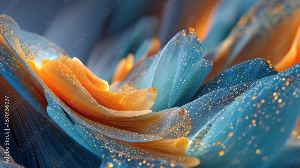 Aufkleber the image is a colorful and abstract representation of flowers. the blue and orange colors create a 