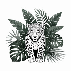 Jaguars Jungle Stock Illustrations vector isolated on white background