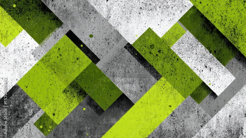 Aufkleber a green and white abstract design with a lot of texture. the design is made up of squares and triang