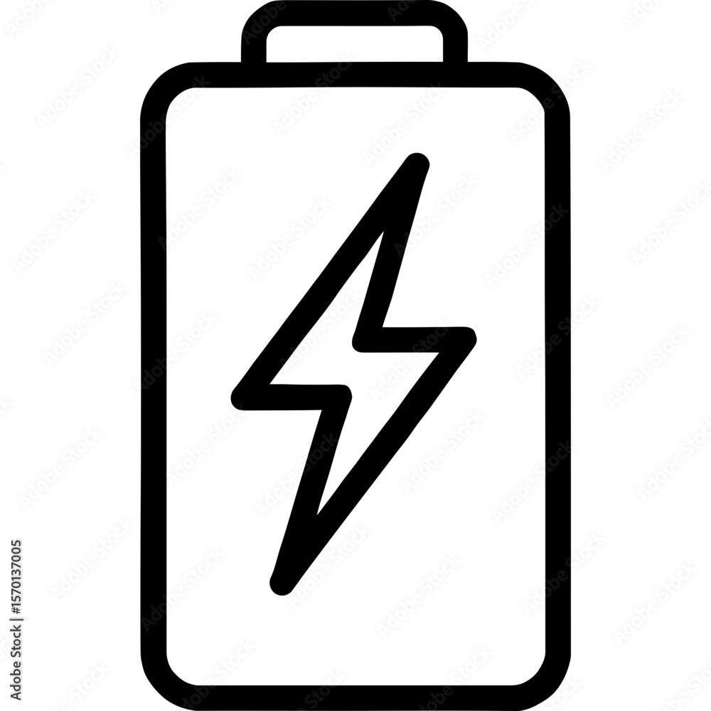 Poster charging indicator with battery and lightning bolt outline icon vector