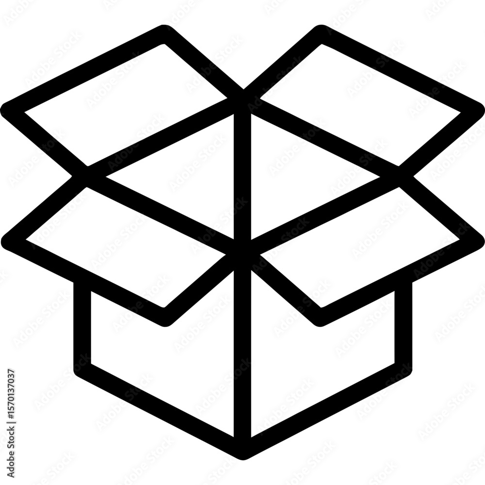 Poster open box with flaps outline icon vector