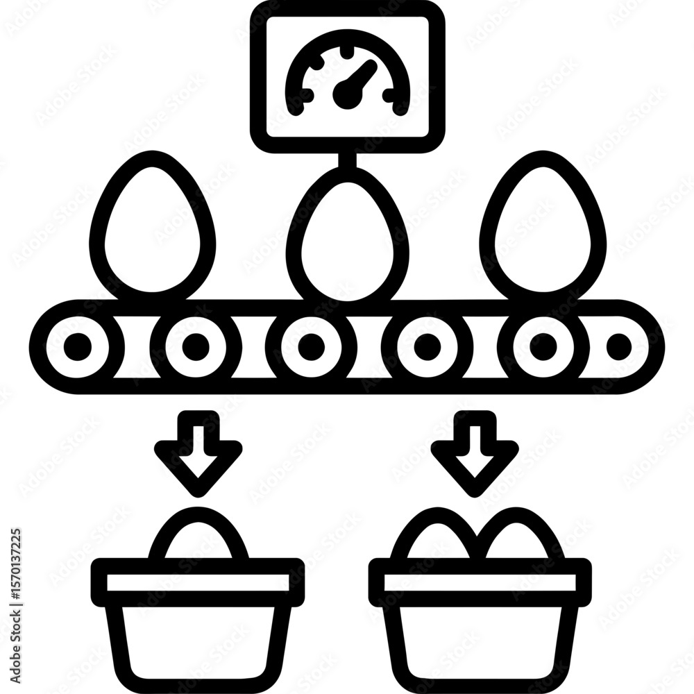 Poster egg sorting machine outline icon vector