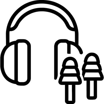 black headphones and earplugs icon clip art preview