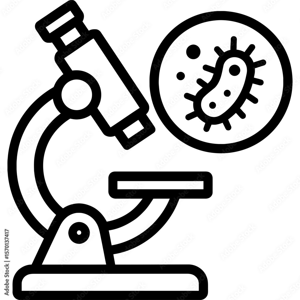 Poster microscope viewing tiny object outline icon vector