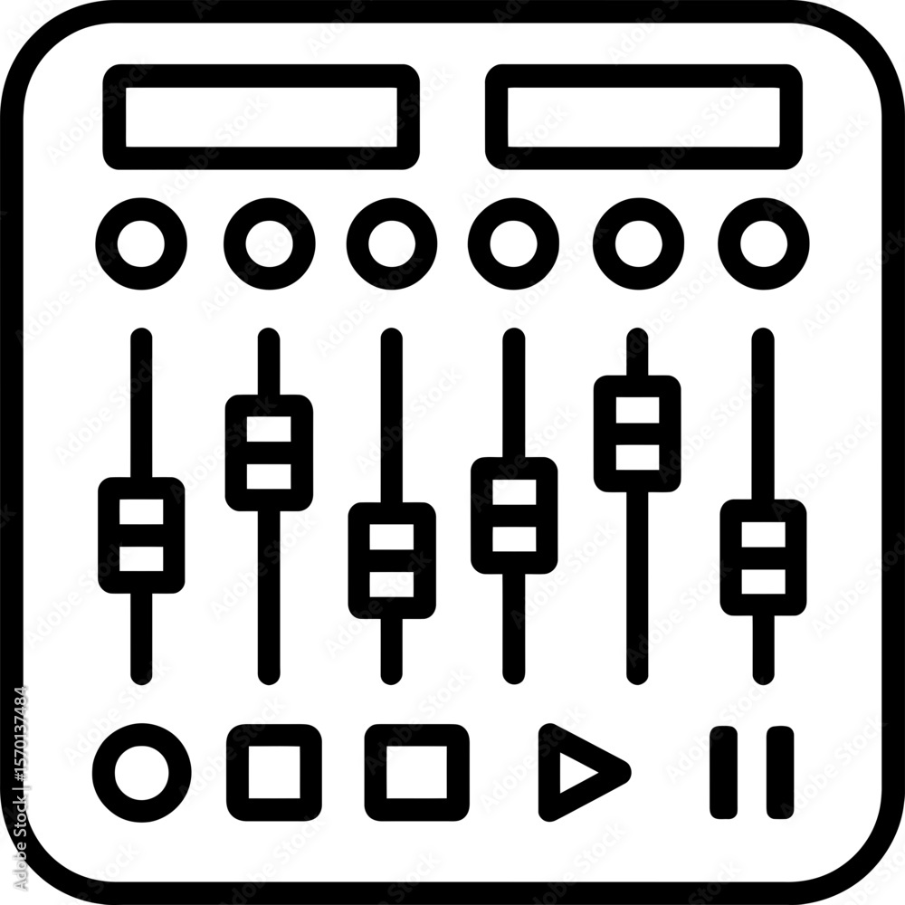 Poster control surface fader bank outline icon vector