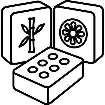 Mahjong tiles outline icon vector