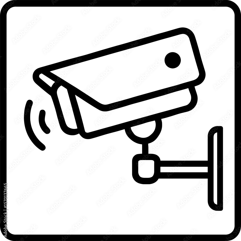 Poster security camera in use outline icon vector