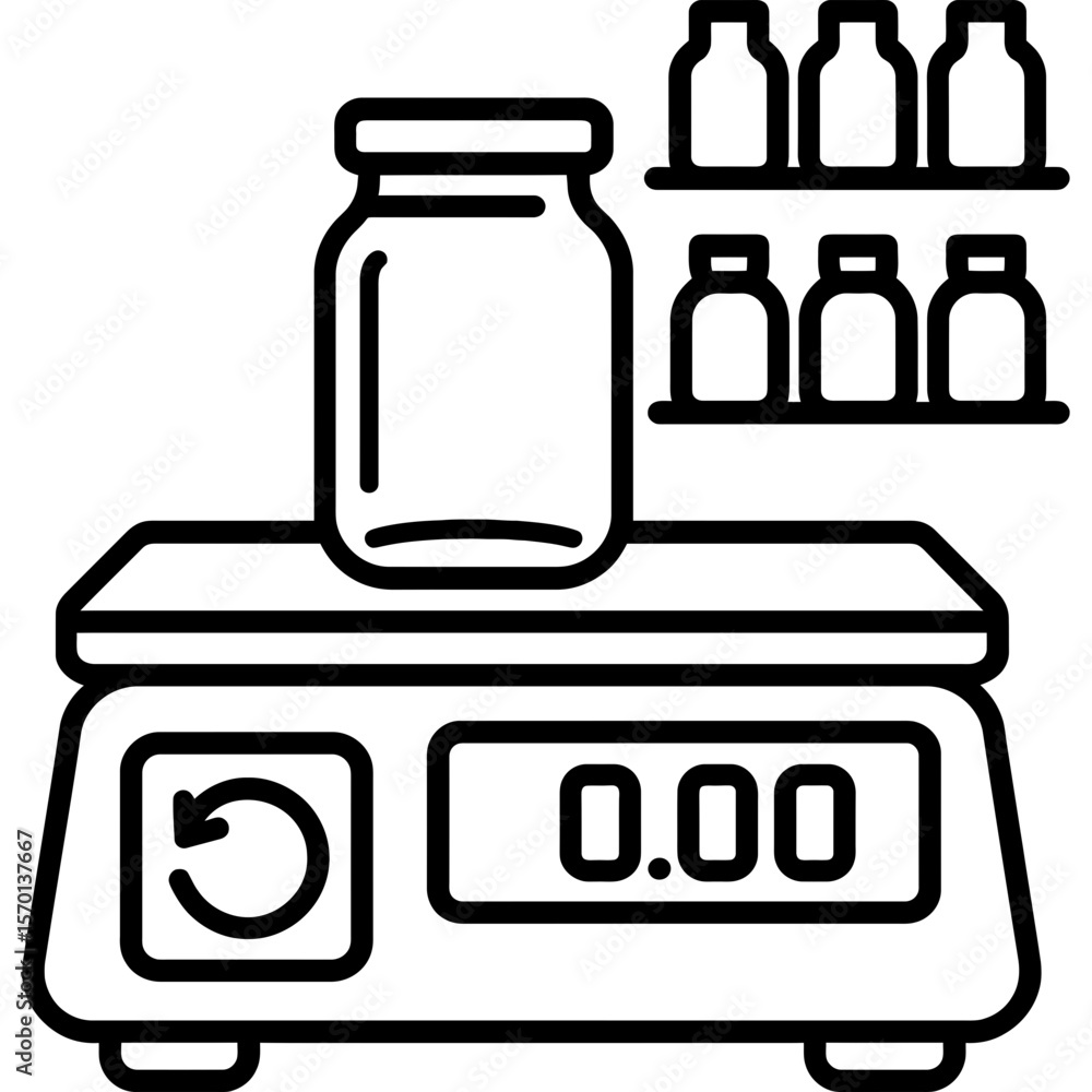 Poster bring-your-own-container digital scale outline icon vector