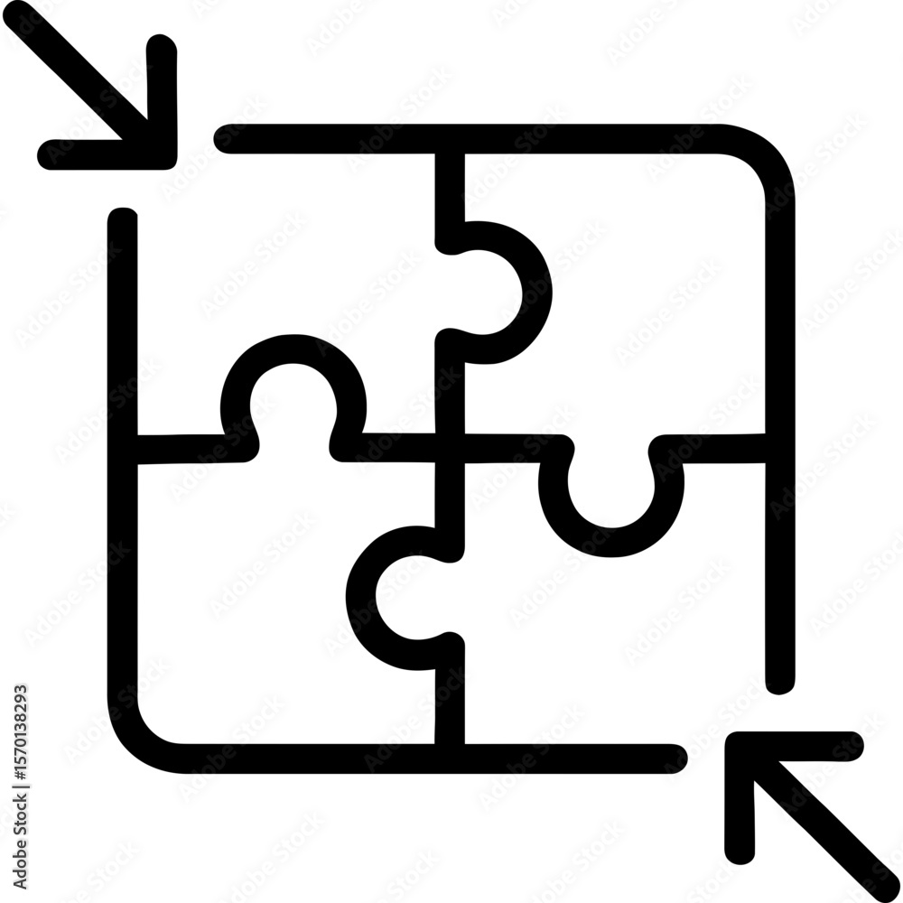 Poster combined merged unity outline icon vector