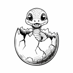 Baby snake hatching from egg vector image isolated on white background