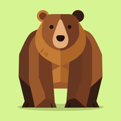Stylized Brown Bear in Flat Geometric Style