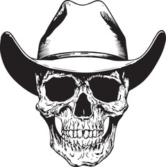 Cowboy Skull Silhouette Vector Illustration on Transparent Background