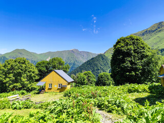 Lagodekhi National Park landscape with mountains and forests in Georgia. Hiking in Lagodekhi National Park