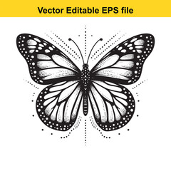 Elegant Monarch Butterfly Illustration Delicate Details and Striking Contrast A Beautiful Vector Design for Nature Enthusiasts