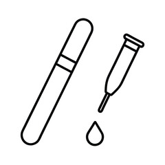 Covid test kit with swab and buffer tube in diagnostic line art Vector illustration