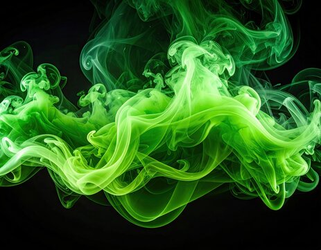 Abstract swirls of vibrant green smoke - Powered by Adobe