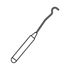 Dental curing light tool shown flat outline on white background Vector illustration