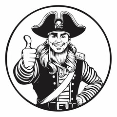 Pirate Captain Giving a Thumbs-Up Gesture image vector on white background.