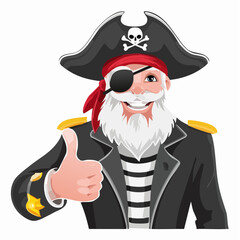 Pirate Captain Giving a Thumbs-Up Gesture image vector on white background.