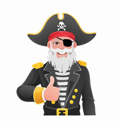 Pirate Captain Giving a Thumbs-Up Gesture image vector on white background.