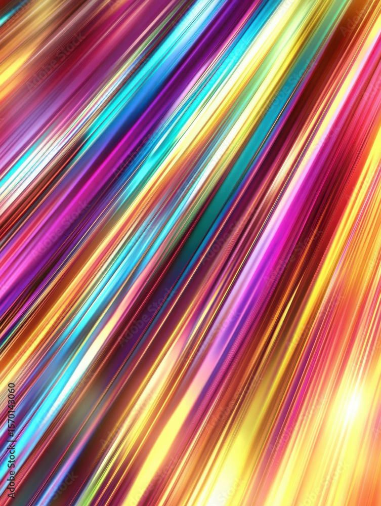 Poster multicolored light beams creating abstract background. dynamic glowing lines for sleek presentation 