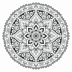 Mandala Round Ornament Pattern Vintage Decorative Stock Vector isolated on white background.
