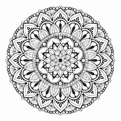 Mandala Round Ornament Pattern Vintage Decorative Stock Vector isolated on white background.