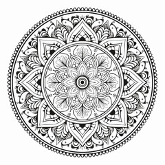 Mandala Round Ornament Pattern Vintage Decorative Stock Vector isolated on white background.